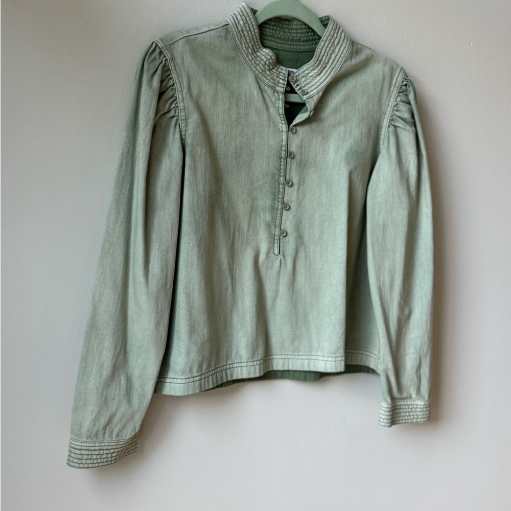 Something Navy Size Medium Chambray Light Green D… - image 3